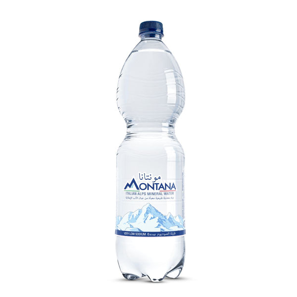 Montana mineral water bottle on a white background
