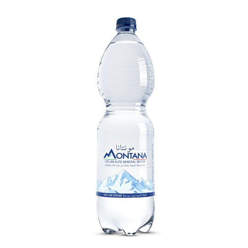 Montana mineral water bottle on a white background