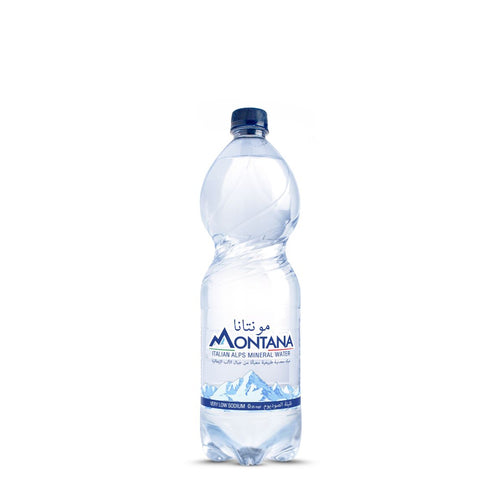 Montana mineral water bottle on a white background